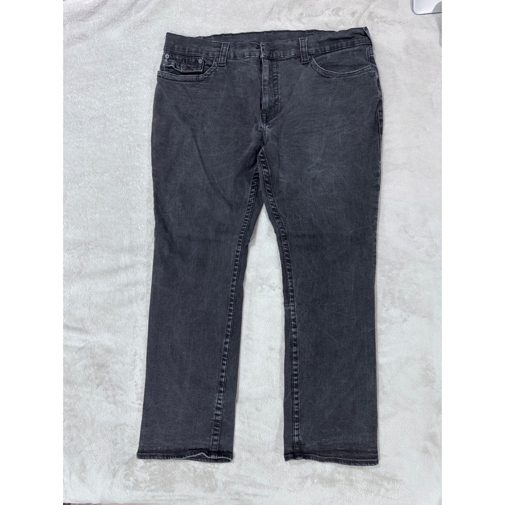 True Religion Ricky Relaxed Straight Black Faded Jeans Mens 44 x 30 Denim Pants